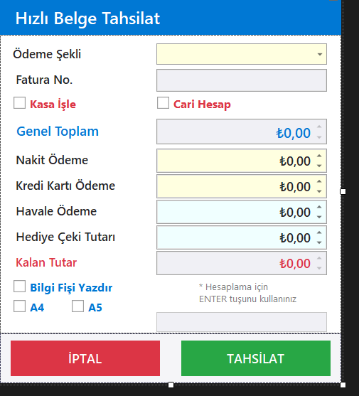 NetStore Tahsilat Ekranı