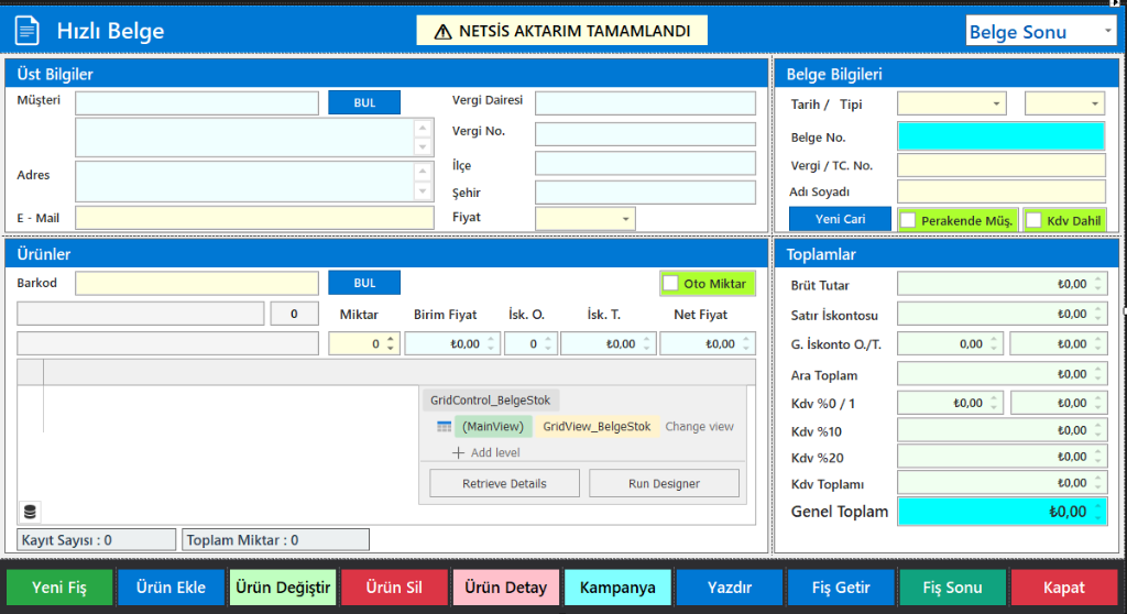 NetStore Hızlı Satış Ekranı